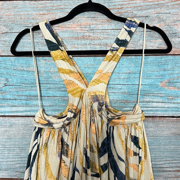 Free People Cross Halter Top Size Small Yellow Blue - Picture 3 of 6